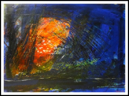 Oskar Koller " Orange durchbricht Blau" 60x80 cm